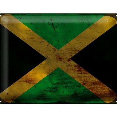 Blechschild Flagge Jamaika 40x30cm Flag of Jamaica Rost