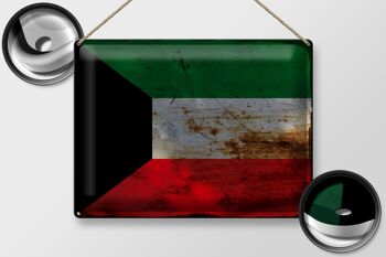 Panneau en étain drapeau du Koweït, 40x30cm, drapeau du Koweït rouille 2