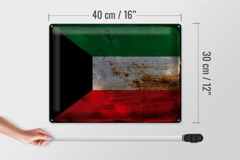 Panneau en étain drapeau du Koweït, 40x30cm, drapeau du Koweït rouille 4