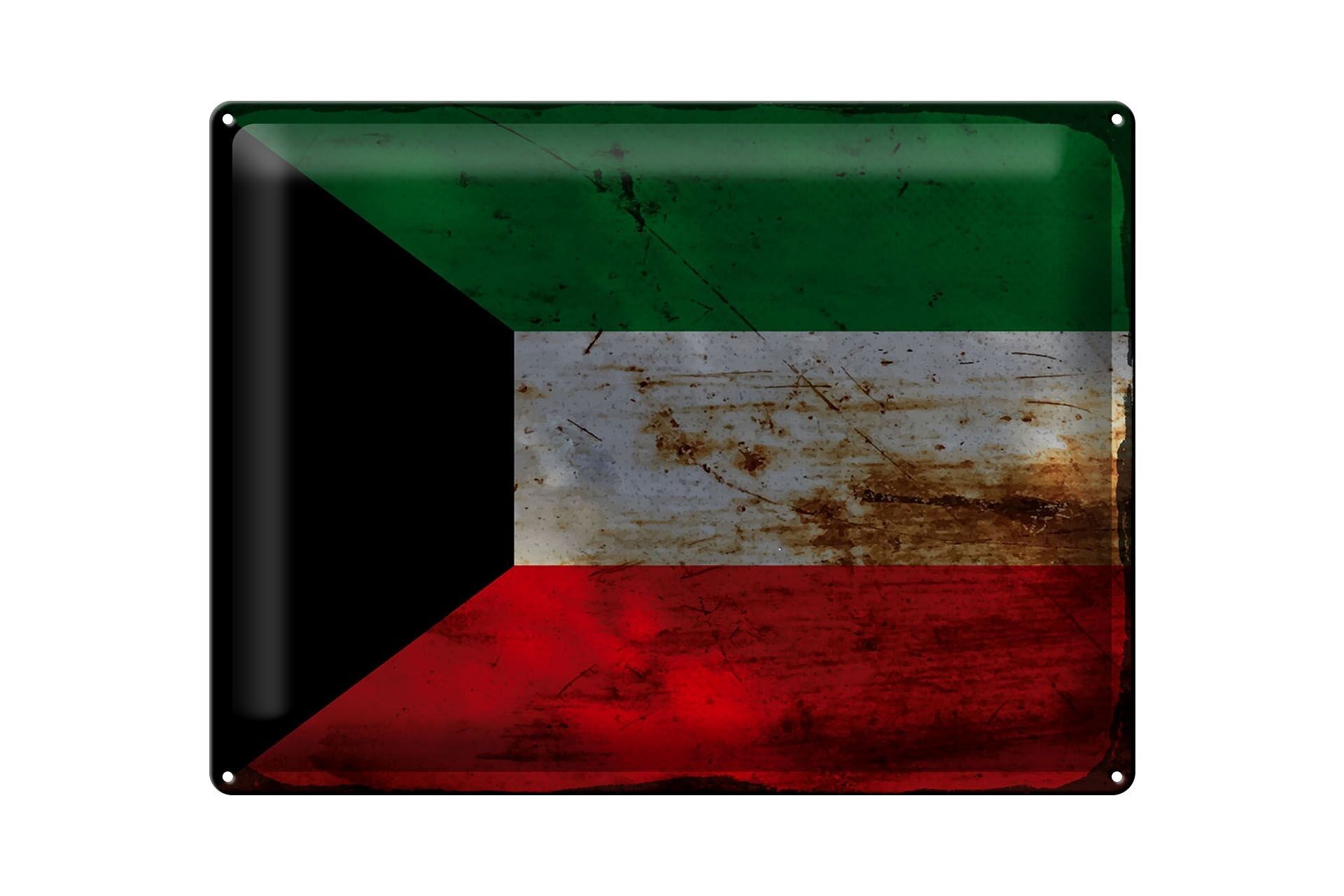 Cartel de chapa Bandera de Kuwait 40x30cm Bandera de Kuwait Óxido
