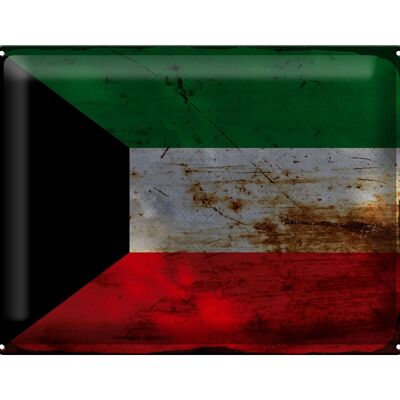 Targa in metallo Bandiera Kuwait 40x30 cm Bandiera del Kuwait Ruggine