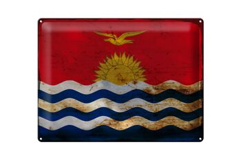 Drapeau en étain Kiribati 40x30cm, drapeau de Kiribati rouille 1