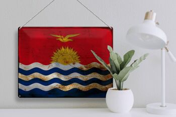 Drapeau en étain Kiribati 40x30cm, drapeau de Kiribati rouille 3