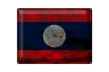Signe en étain drapeau Laos 40x30cm drapeau du Laos rouille 1