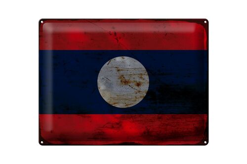 Blechschild Flagge Laos 40x30cm Flag of Laos Rost