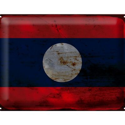 Cartel de chapa Bandera de Laos 40x30cm Bandera de Laos Óxido