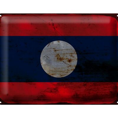 Blechschild Flagge Laos 40x30cm Flag of Laos Rost