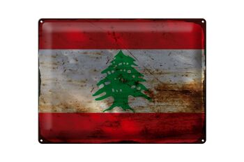 Signe en étain drapeau du Liban 40x30cm, drapeau du Liban rouille 1