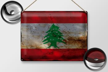 Signe en étain drapeau du Liban 40x30cm, drapeau du Liban rouille 2