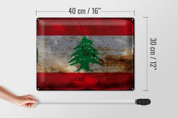 Signe en étain drapeau du Liban 40x30cm, drapeau du Liban rouille 4