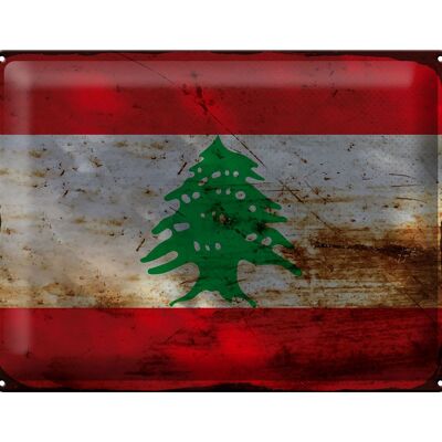 Targa in metallo Bandiera Libano 40x30 cm Bandiera del Libano Ruggine