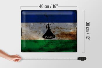Drapeau en étain du Lesotho, 40x30cm, drapeau du Lesotho rouille 4