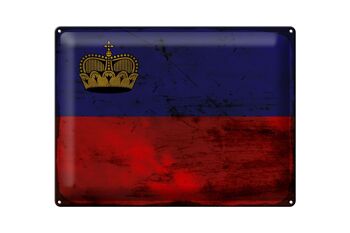 Plaque en tôle drapeau Liechtenstein 40x30cm, drapeau rouille 1