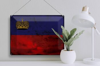 Plaque en tôle drapeau Liechtenstein 40x30cm, drapeau rouille 3