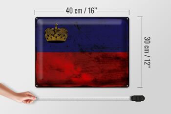 Plaque en tôle drapeau Liechtenstein 40x30cm, drapeau rouille 4
