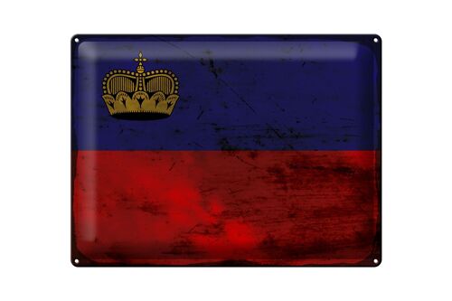 Blechschild Flagge Liechtenstein 40x30cm Flag Rost