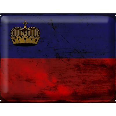 Cartel de chapa Bandera de Liechtenstein 40x30cm Bandera Óxido