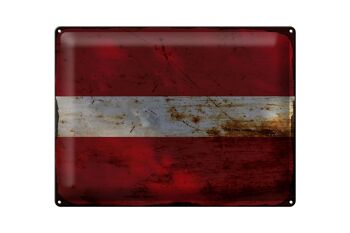 Signe en étain drapeau Lettonie 40x30cm drapeau de Lettonie rouille 1