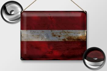 Signe en étain drapeau Lettonie 40x30cm drapeau de Lettonie rouille 2