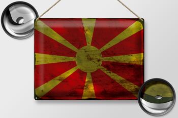 Signe en étain drapeau Macédoine 40x30cm drapeau Macédoine rouille 2