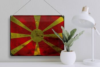 Signe en étain drapeau Macédoine 40x30cm drapeau Macédoine rouille 3