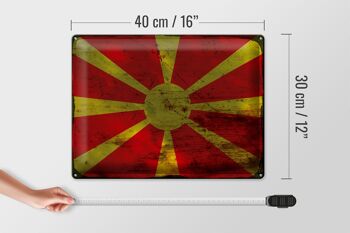 Signe en étain drapeau Macédoine 40x30cm drapeau Macédoine rouille 4
