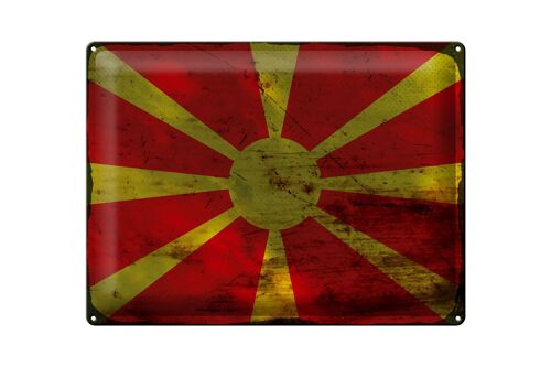 Blechschild Flagge Mazedonien 40x30cm Flag Macedonia Rost