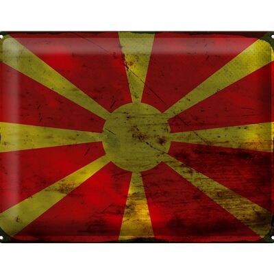 Cartel de chapa Bandera de Macedonia 40x30cm Bandera de Macedonia Óxido