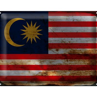 Blechschild Flagge Malaysia 40x30cm Flag of Malaysia Rost