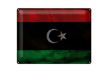 Signe en étain drapeau Libye 40x30cm drapeau de Libye rouille 1