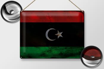 Signe en étain drapeau Libye 40x30cm drapeau de Libye rouille 2