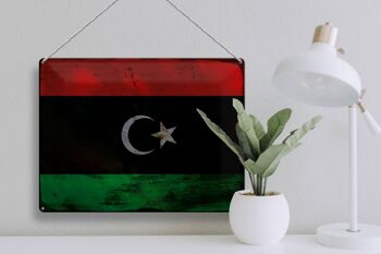 Signe en étain drapeau Libye 40x30cm drapeau de Libye rouille 3
