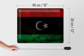 Signe en étain drapeau Libye 40x30cm drapeau de Libye rouille 4
