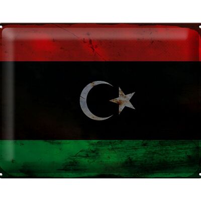 Targa in metallo Bandiera Libia 40x30 cm Bandiera della Libia Ruggine