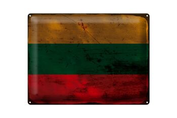 Signe en étain drapeau lituanie 40x30cm drapeau de lituanie rouille 1
