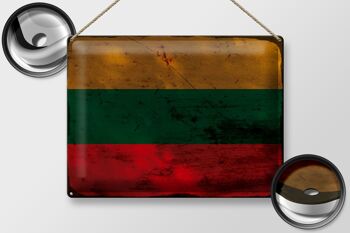 Signe en étain drapeau lituanie 40x30cm drapeau de lituanie rouille 2