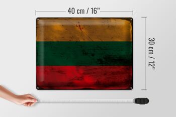 Signe en étain drapeau lituanie 40x30cm drapeau de lituanie rouille 4
