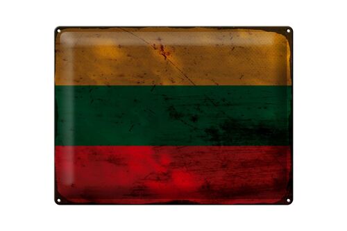 Blechschild Flagge Litauen 40x30cm Flag of Lithuania Rost