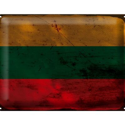 Targa in metallo Bandiera Lituania 40x30 cm Bandiera della Lituania Ruggine