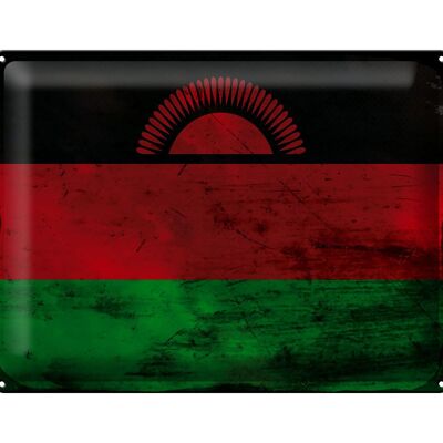 Cartel de chapa Bandera de Malawi 40x30cm Bandera de Malawi Óxido