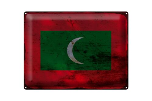 Blechschild Flagge Malediven 40x30cm Flag Maldives Rost