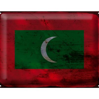 Signe en étain drapeau Maldives 40x30cm drapeau Maldives rouille