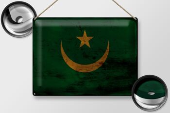 Signe en étain drapeau mauritanie 40x30cm drapeau mauritanie rouille 2