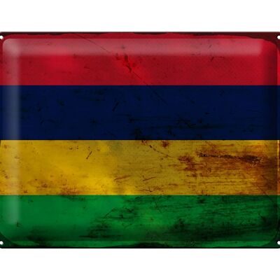 Blechschild Flagge Mauritius 40x30cm Flag Mauritius Rost