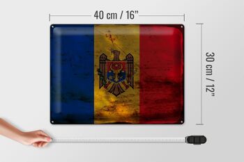 Signe en étain drapeau Moldavie 40x30cm drapeau de Moldavie rouille 4