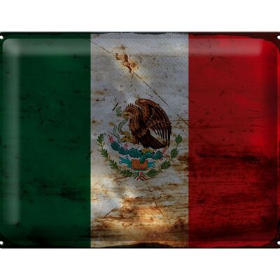 Cartel de chapa Bandera de México 40x30cm Bandera de México Óxido
