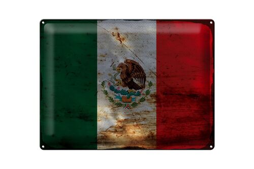 Blechschild Flagge Mexiko 40x30cm Flag of Mexico Rost