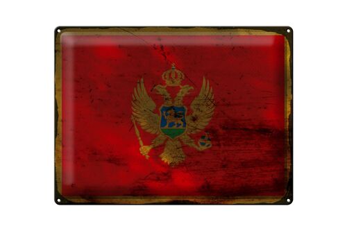 Blechschild Flagge Montenegro 40x30cm Flag Montenegro Rost