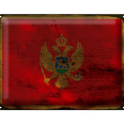 Blechschild Flagge Montenegro 40x30cm Flag Montenegro Rost