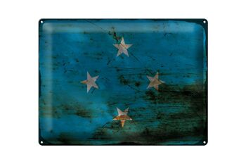 Panneau en tôle drapeau Micronésie 40x30cm Micronésie rouille 1